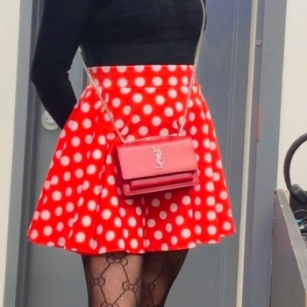 Johnny Was Red and White Polka Dot Mini Skirt